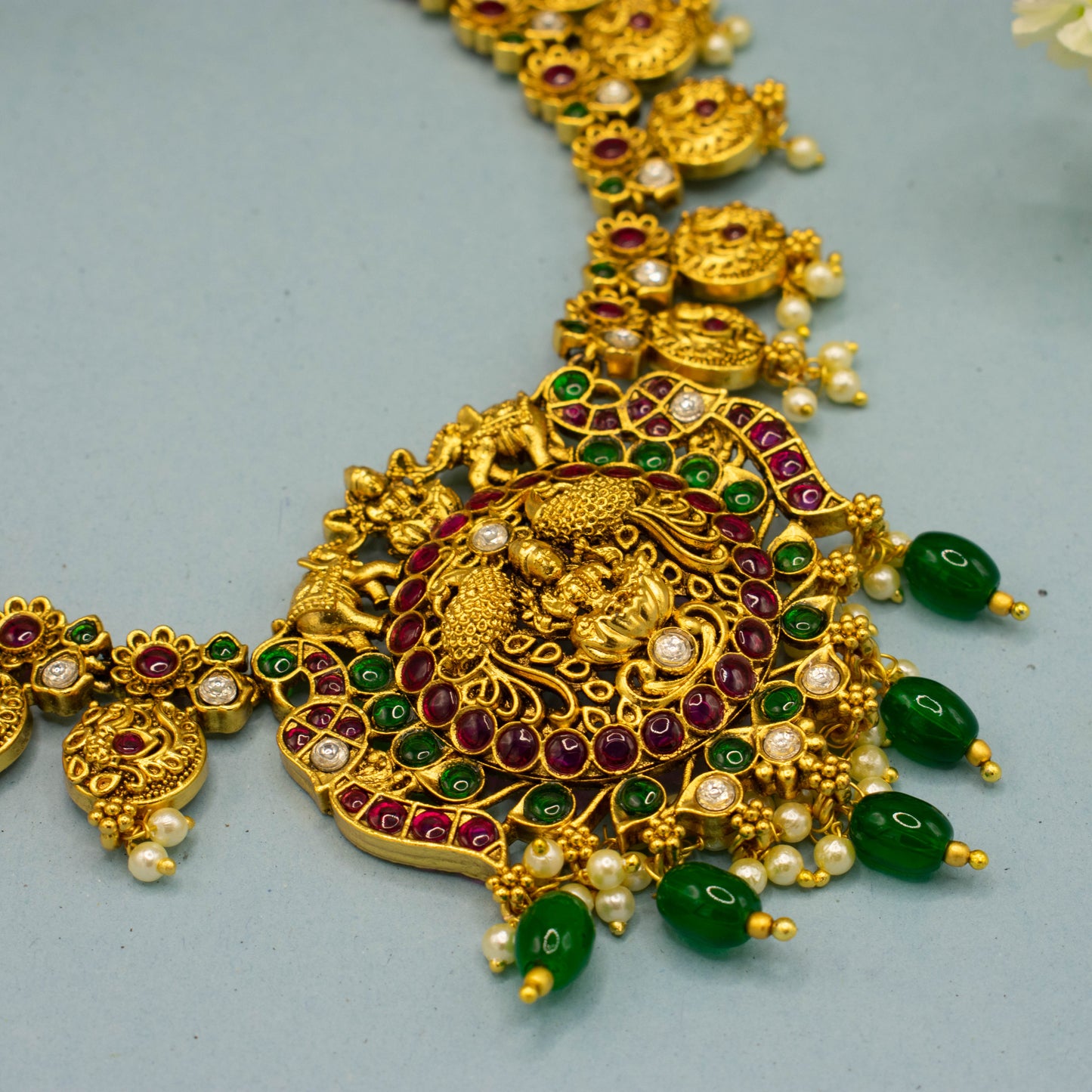 Lakshmi Engraved Temple Necklace for Women - Kiasha 